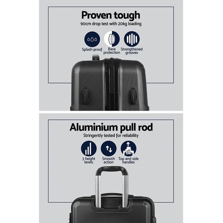 Wanderlite 2Set 20-28 Inch Luggage with TSA Lock Spinner Travel Suitcase Carry On Hard Shell Luggage Case Black Home & Garden Kings Warehouse 