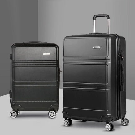Wanderlite 2Set 20-28 Inch Luggage with TSA Lock Spinner Travel Suitcase Carry On Hard Shell Luggage Case Black Home & Garden Kings Warehouse 