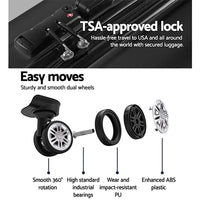Wanderlite 2Set 20-28 Inch Luggage with TSA Lock Spinner Travel Suitcase Carry On Hard Shell Luggage Case Black Home & Garden Kings Warehouse 