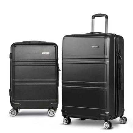Wanderlite 2Set 20-28 Inch Luggage with TSA Lock Spinner Travel Suitcase Carry On Hard Shell Luggage Case Black Home & Garden Kings Warehouse 