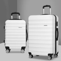 Wanderlite 2Set 20-28 Inch Luggage with TSA Lock Spinner Travel Suitcase Carry On Hard Shell Luggage Case White Home & Garden Kings Warehouse 
