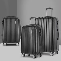 Wanderlite 3 Set Luggage 20-24-28 Inch with TSA Lock Spinner Hard Shell Travel Suitcase Luggage Organiser Case Black Home & Garden Kings Warehouse 