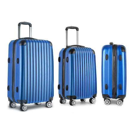 Wanderlite 3 Set Luggage 20-24-28 Inch with TSA Lock Spinner Hard Shell Travel Suitcase Luggage Organiser Case Blue Home & Garden Kings Warehouse 