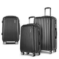 Wanderlite 3 Set Luggage 20-24-28 Inch with Zipper Lock Carry On Hard Shell Travel Suitcase Luggage Case Black Home & Garden Kings Warehouse 