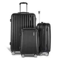 Wanderlite 3 Set Luggage 20-24-28 Inch with Zipper Lock Carry On Hard Shell Travel Suitcase Luggage Case Black Home & Garden Kings Warehouse 