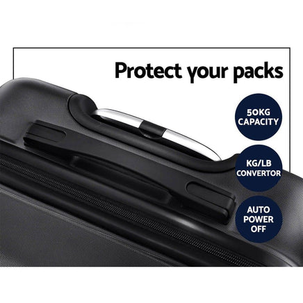 Wanderlite 3Set 20-24-28 Inch Luggage with TSA Lock Spinner Carry On Hard Shell Travel Suitcase Luggage Case Black Home & Garden Kings Warehouse 