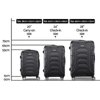 Wanderlite 3Set 20-24-28 Inch Luggage with TSA Lock Spinner Carry On Hard Shell Travel Suitcase Luggage Case Black Home & Garden Kings Warehouse 