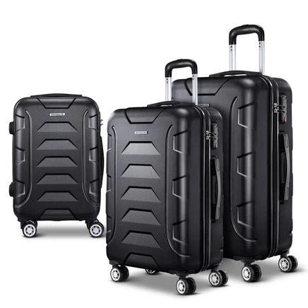 Wanderlite 3Set 20-24-28 Inch Luggage with TSA Lock Spinner Carry On Hard Shell Travel Suitcase Luggage Case Black Home & Garden Kings Warehouse 