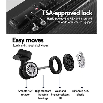 Wanderlite 3Set 20-24-28 Inch Luggage with TSA Lock Spinner Carry On Hard Shell Travel Suitcase Luggage Case Black Home & Garden Kings Warehouse 