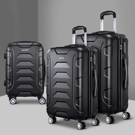 Wanderlite 3Set 20-24-28 Inch Luggage with TSA Lock Spinner Carry On Hard Shell Travel Suitcase Luggage Case Black Home & Garden Kings Warehouse 