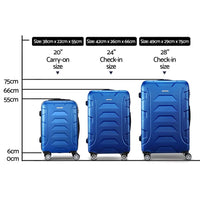 Wanderlite 3Set 20-24-28 Inch Luggage with TSA Lock Spinner Carry On Hard Shell Travel Suitcase Luggage Case Blue Home & Garden Kings Warehouse 