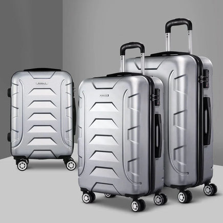 Wanderlite 3Set 20-24-28 Inch Luggage with TSA Lock Spinner Carry On Hard Shell Travel Suitcase Luggage Case Silver Home & Garden Kings Warehouse 