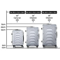 Wanderlite 3Set 20-24-28 Inch Luggage with TSA Lock Spinner Carry On Hard Shell Travel Suitcase Luggage Case Silver Home & Garden Kings Warehouse 