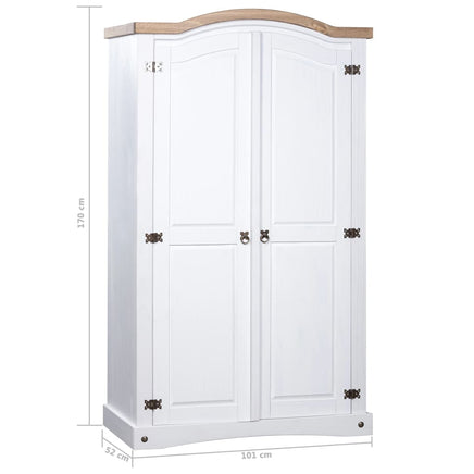 Wardrobe Mexican Pine Corona Range 2 Doors White bedroom furniture Kings Warehouse 