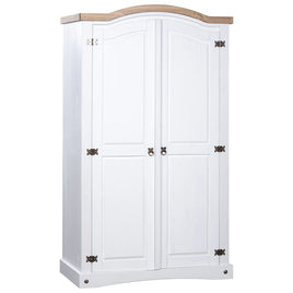 Wardrobe Mexican Pine Corona Range 2 Doors White bedroom furniture Kings Warehouse 