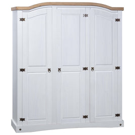 Wardrobe Mexican Pine Corona Range 3 Doors White bedroom furniture Kings Warehouse 