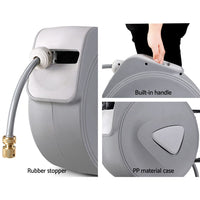 Water Hose Reel 20M Retractable Auto Rewind Garden Brass Spray Gun Home & Garden Kings Warehouse 