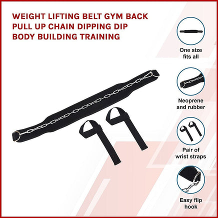 Weight Lifting Belt Gym Back Pull Up Chain Dipping Dip Body Building Training Sports & Fitness Kings Warehouse 
