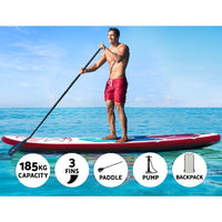 Weisshorn Stand Up Paddle Board 11ft Inflatable SUP Surfboard Paddleboard Kayak Surf Pink Outdoor Recreation Kings Warehouse 