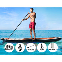 Weisshorn Stand Up Paddle Board 11ft Inflatable SUP Surfboard Paddleboard Kayak Surf Red Outdoor Recreation Kings Warehouse 