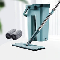 Wet Dry Flat Mop and Bucket Floor Cleaner Set with 2 Pads Audio & Video Kings Warehouse 
