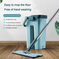 Wet Dry Flat Mop and Bucket Floor Cleaner Set with 2 Pads Audio & Video Kings Warehouse 