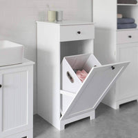 White Bathroom Cabinet with Laundry Basket and Drawer Kings Warehouse 