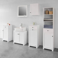 White Bathroom Cabinet with Laundry Basket and Drawer Kings Warehouse 