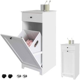 White Bathroom Cabinet with Laundry Basket and Drawer Kings Warehouse 