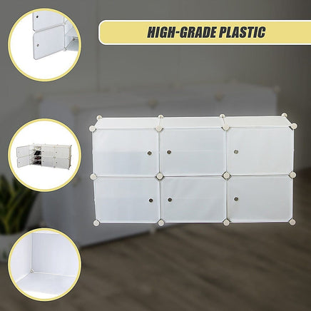 White Cube DIY Shoe Cabinet Rack Storage Portable Stackable Organiser Stand Furniture Kings Warehouse 
