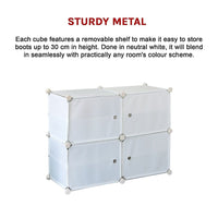 White Cube DIY Shoe Cabinet Rack Storage Portable Stackable Organiser Stand Furniture Kings Warehouse 