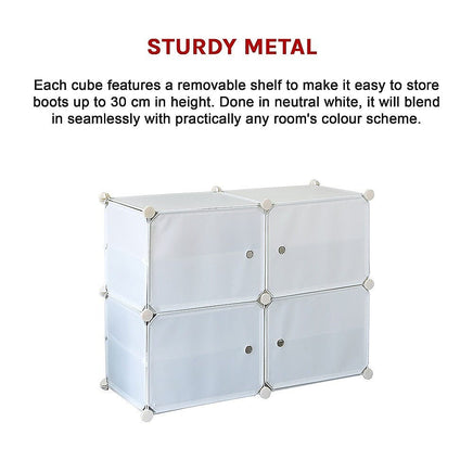 White Cube DIY Shoe Cabinet Rack Storage Portable Stackable Organiser Stand Furniture Kings Warehouse 