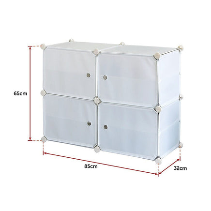 White Cube DIY Shoe Cabinet Rack Storage Portable Stackable Organiser Stand Furniture Kings Warehouse 