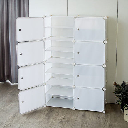 White Cube DIY Shoe Cabinet Rack Storage Portable Stackable Organiser Stand Furniture Kings Warehouse 