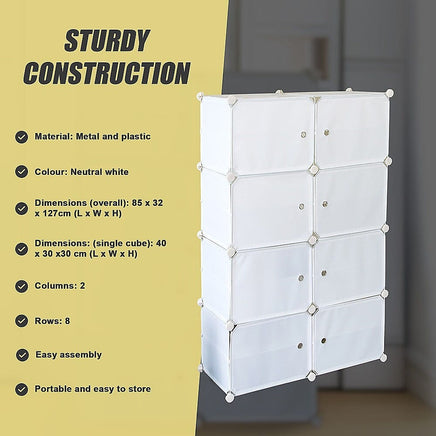 White Cube DIY Shoe Cabinet Rack Storage Portable Stackable Organiser Stand Furniture Kings Warehouse 