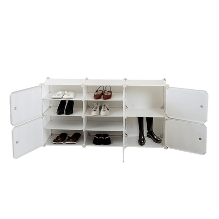 White Cube DIY Shoe Cabinet Rack Storage Portable Stackable Organiser Stand Furniture Kings Warehouse 