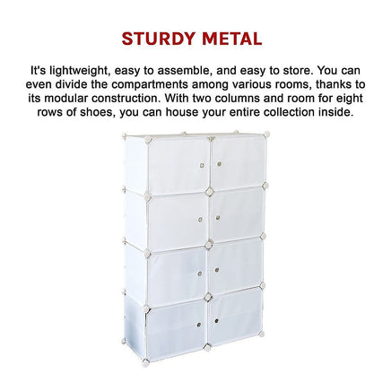 White Cube DIY Shoe Cabinet Rack Storage Portable Stackable Organiser Stand Furniture Kings Warehouse 