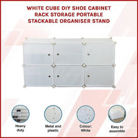 White Cube DIY Shoe Cabinet Rack Storage Portable Stackable Organiser Stand Furniture Kings Warehouse 