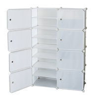 White Cube DIY Shoe Cabinet Rack Storage Portable Stackable Organiser Stand Furniture Kings Warehouse 