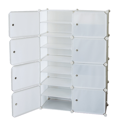White Cube DIY Shoe Cabinet Rack Storage Portable Stackable Organiser Stand Furniture Kings Warehouse 