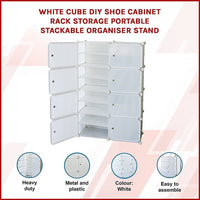 White Cube DIY Shoe Cabinet Rack Storage Portable Stackable Organiser Stand Furniture Kings Warehouse 