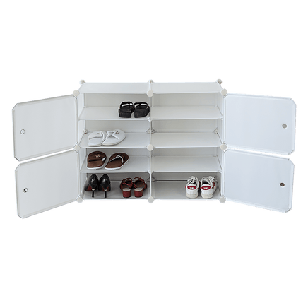 White Cube DIY Shoe Cabinet Rack Storage Portable Stackable Organiser Stand Furniture Kings Warehouse 
