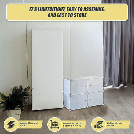 White Cube DIY Shoe Cabinet Rack Storage Portable Stackable Organiser Stand Furniture Kings Warehouse 