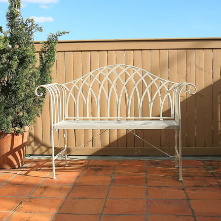 White Lavinia Iron Outdoor Bench Furniture Kings Warehouse 