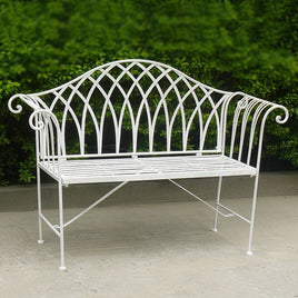 White Lavinia Iron Outdoor Bench Furniture Kings Warehouse 