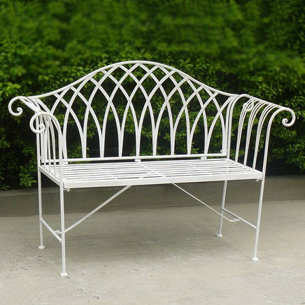 White Lavinia Iron Outdoor Bench Furniture Kings Warehouse 