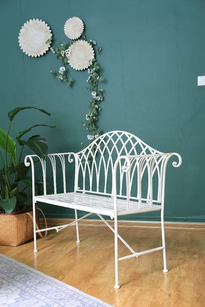 White Lavinia Iron Outdoor Bench Furniture Kings Warehouse 