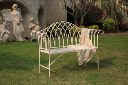 White Lavinia Iron Outdoor Bench Furniture Kings Warehouse 