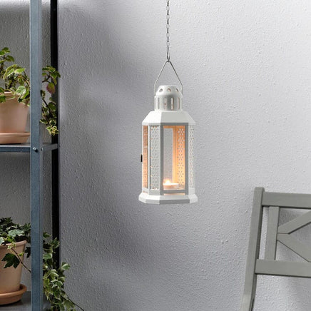 White Metal Miners Lantern Summer Wedding Home Party Room Balconey Deck Decoration 21cm Tealight Candle Kings Warehouse 