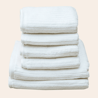 White Stripe Organic Soft 6 pcs Towel Set EOFY Kings Warehouse 